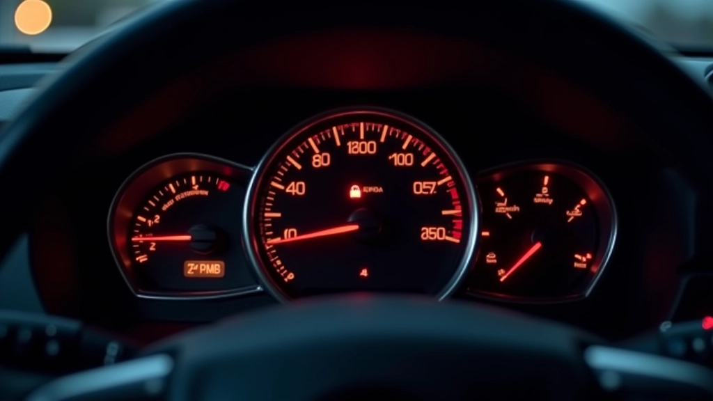 Dashboard warning lights and gauge cluster displaying battery indicator symbol